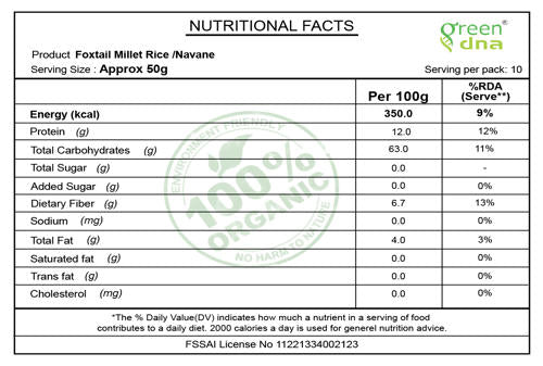 Organic Foxtail Millet Rice /Navane