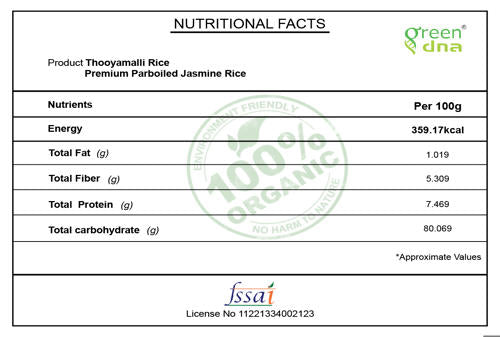 Organic Thooyamalli Rice / Premium Parboiled Jasmine Rice