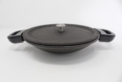 Prestige Cast Iron Appam Pan 26 CM, Duel Handle Appam Pan with Glass Lid  with